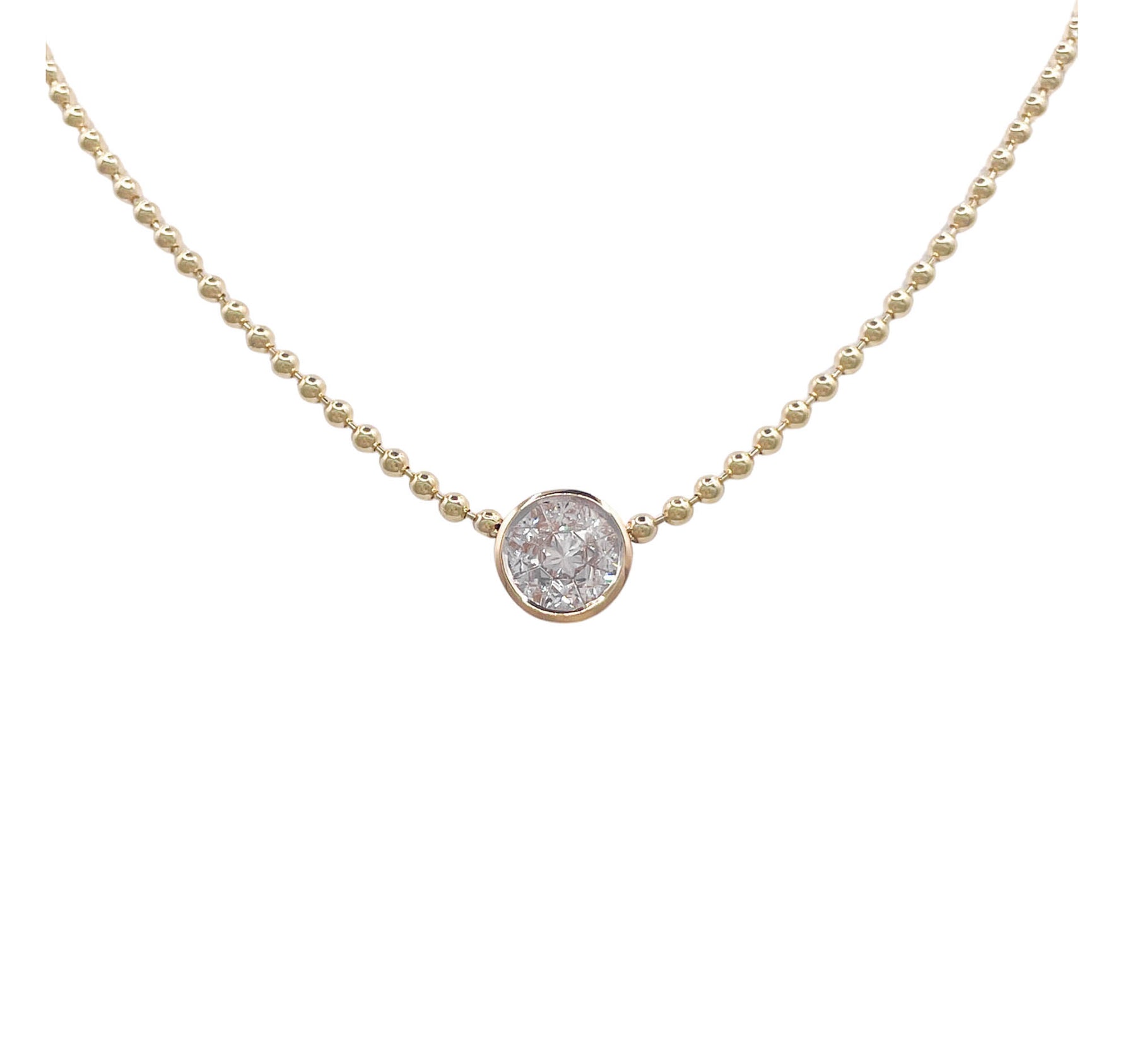 JAY FEDER 14K YELLOW GOLD DIAMOND ILLUSION CLUSTER PENDANT NECKLACE