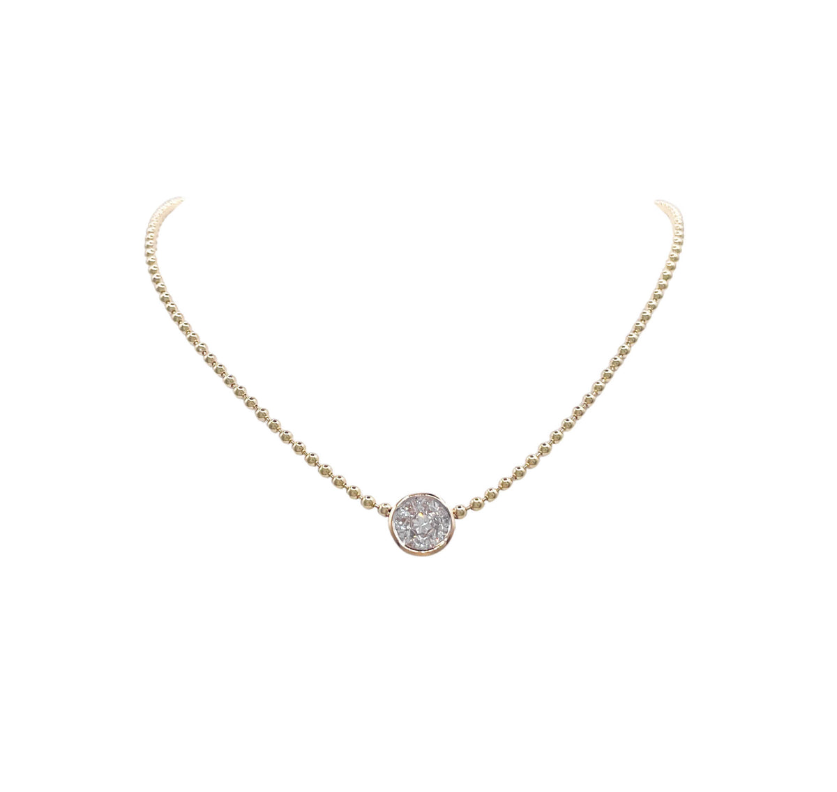 JAY FEDER 14K YELLOW GOLD DIAMOND ILLUSION CLUSTER PENDANT NECKLACE