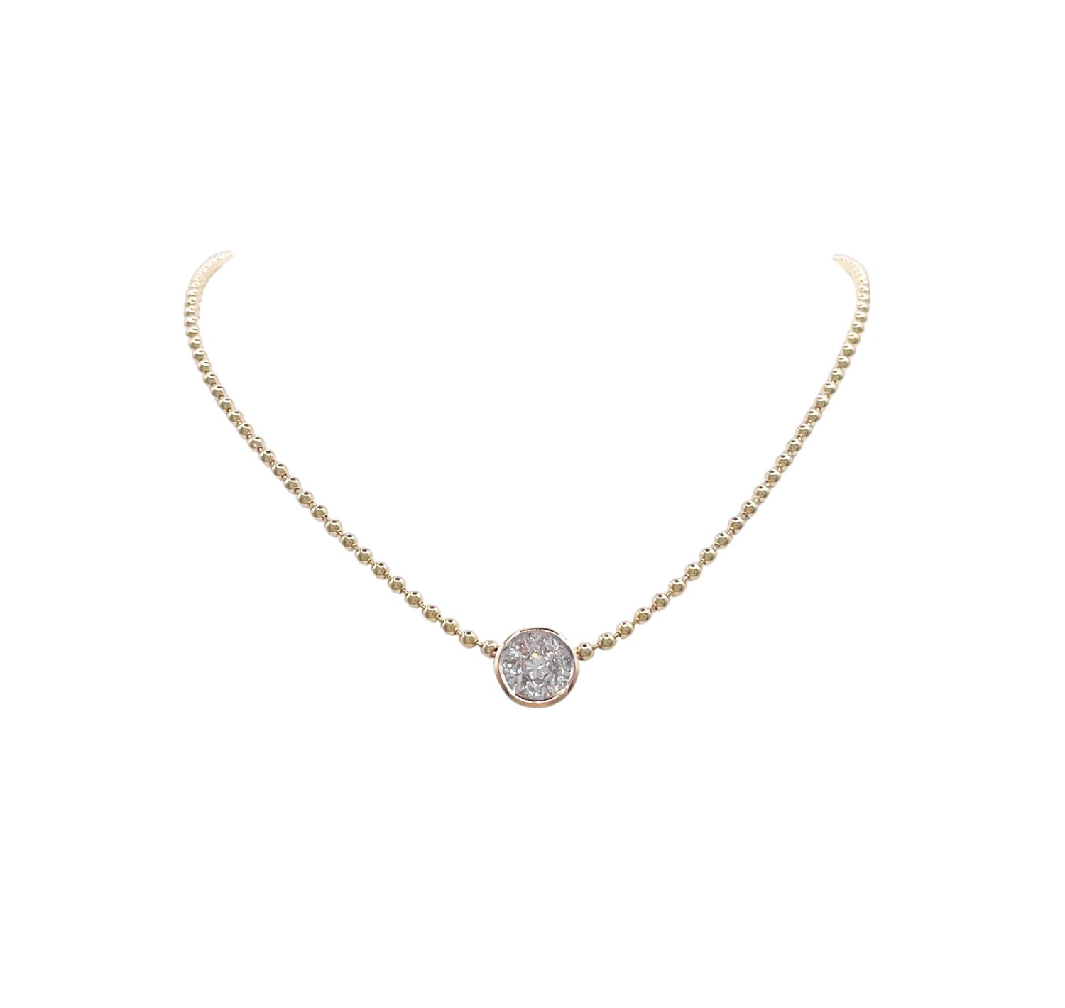 JAY FEDER 14K YELLOW GOLD DIAMOND ILLUSION CLUSTER PENDANT NECKLACE