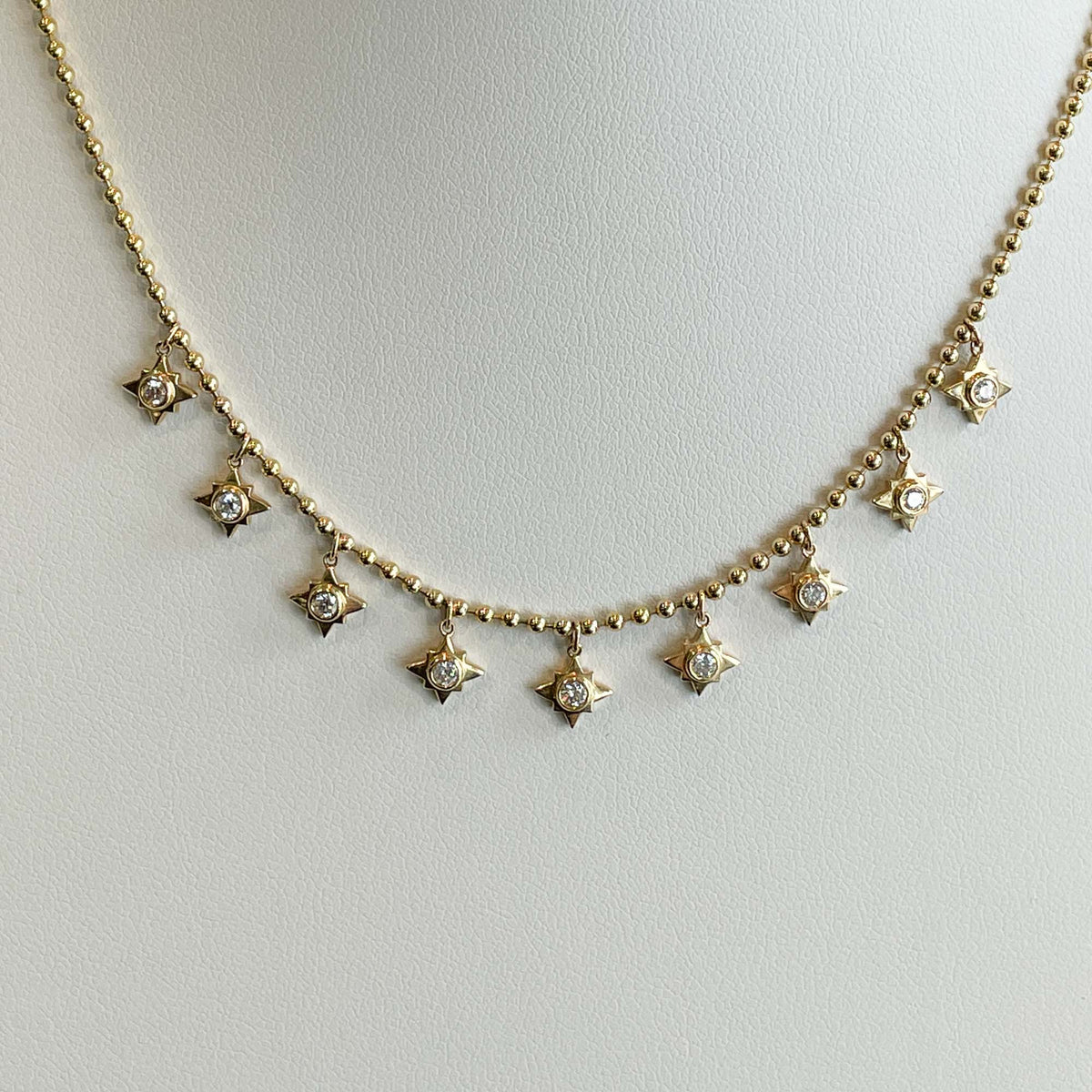 Jay Feder 14k Yellow Gold Diamond Star Hanging Necklace