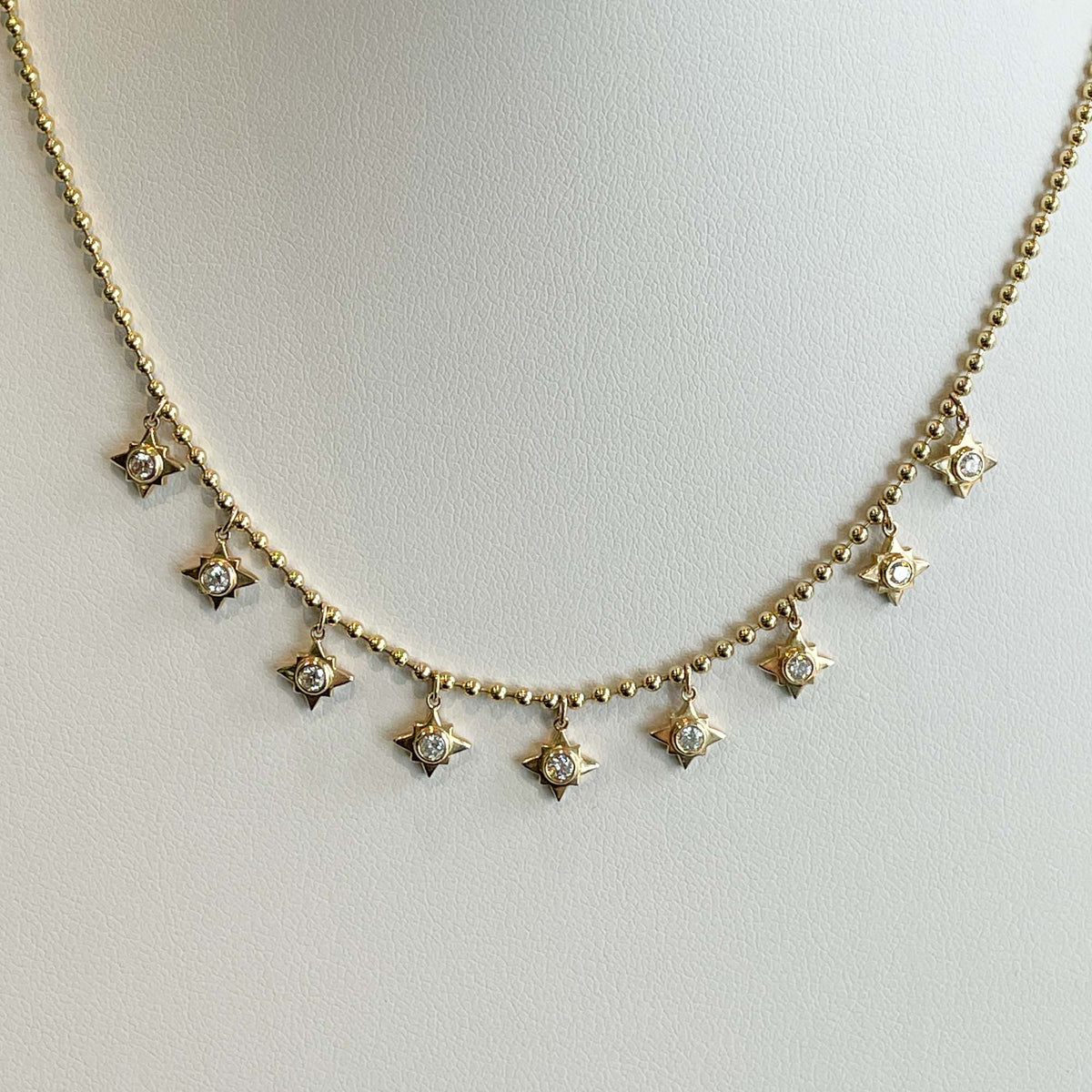 Jay Feder 14k Yellow Gold Diamond Star Hanging Necklace