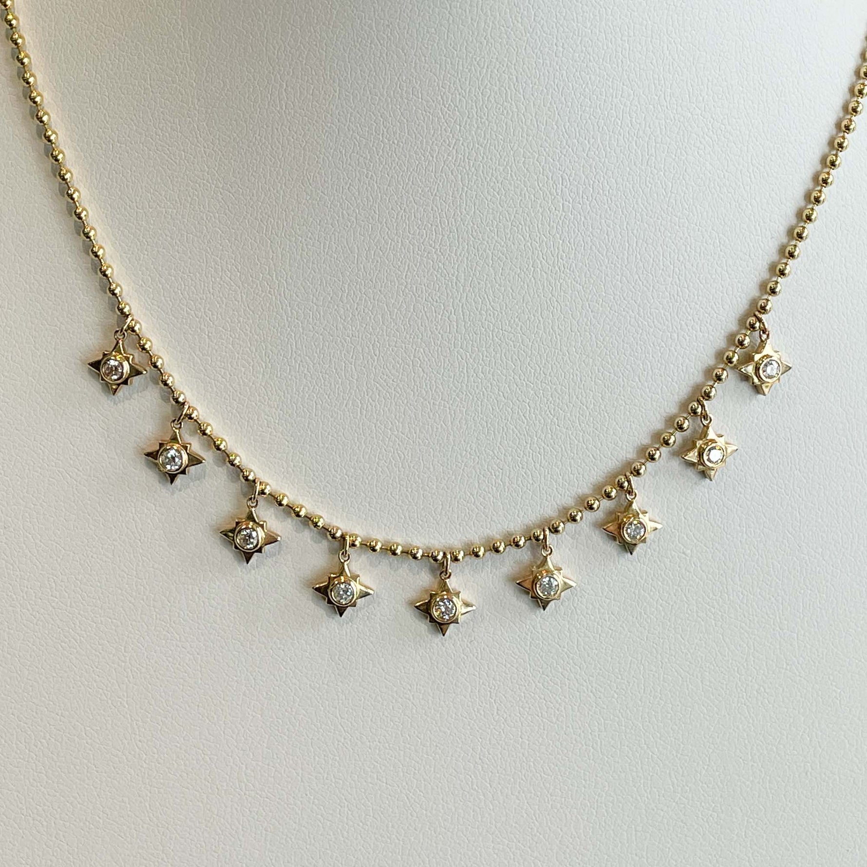 Jay Feder 14k Yellow Gold Diamond Star Hanging Necklace
