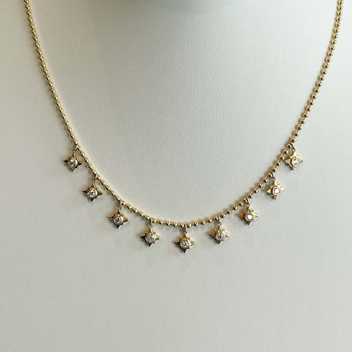 Jay Feder 14k Yellow Gold Diamond Star Hanging Necklace
