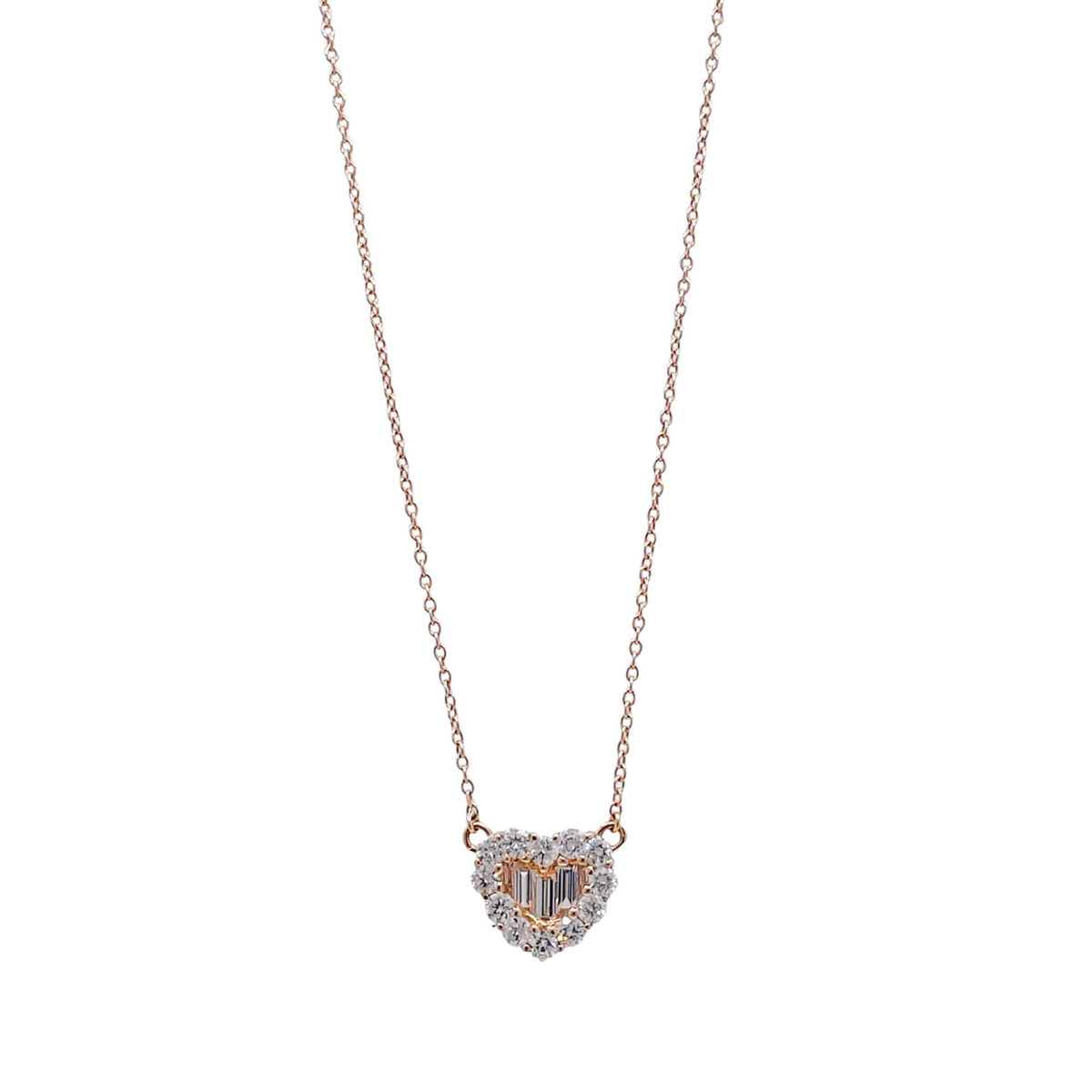 Jay Feder 14k Yellow Gold Diamond Heart Shaped Pendant Necklace