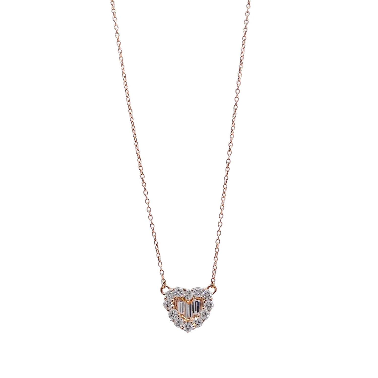 Jay Feder 14k Yellow Gold Diamond Heart Shaped Pendant Necklace