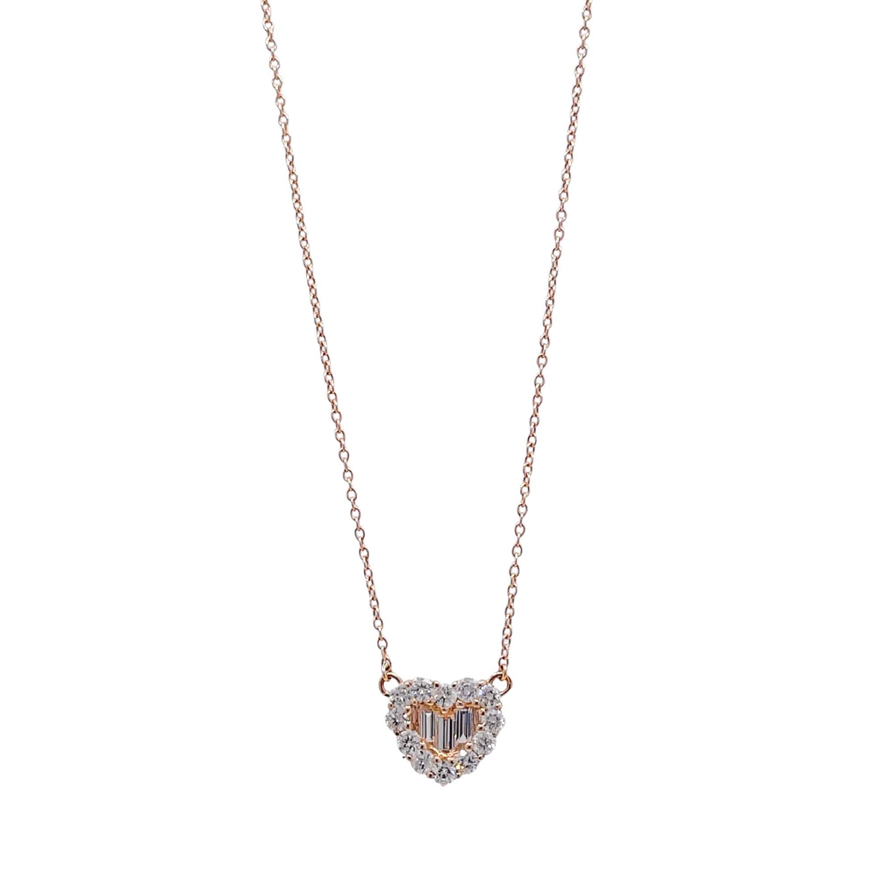 Jay Feder 14k Yellow Gold Diamond Heart Shaped Pendant Necklace