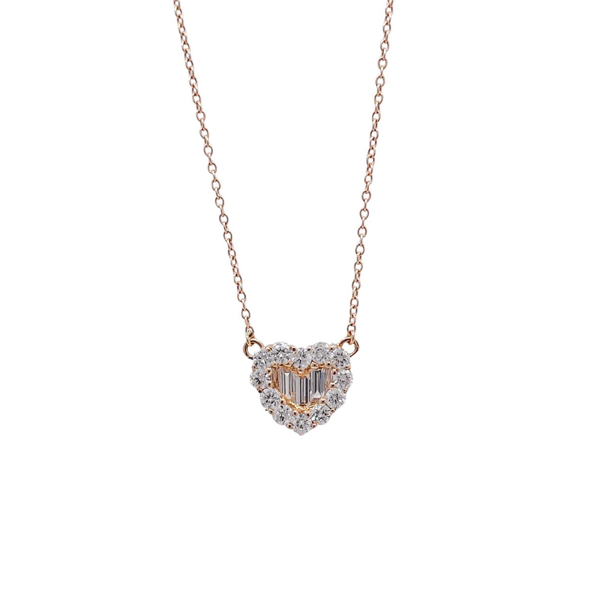 Jay Feder 14k Yellow Gold Diamond Heart Shaped Pendant Necklace