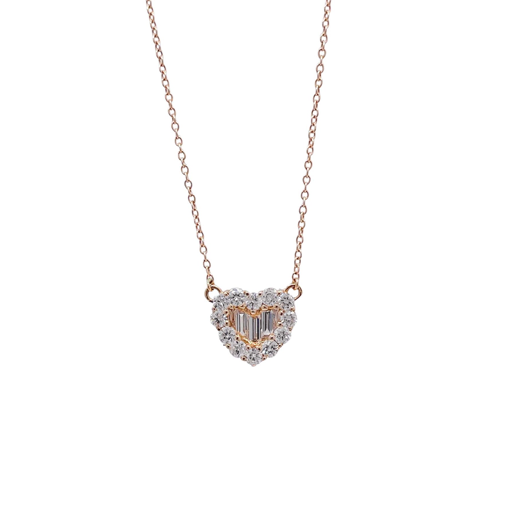 Jay Feder 14k Yellow Gold Diamond Heart Shaped Pendant Necklace