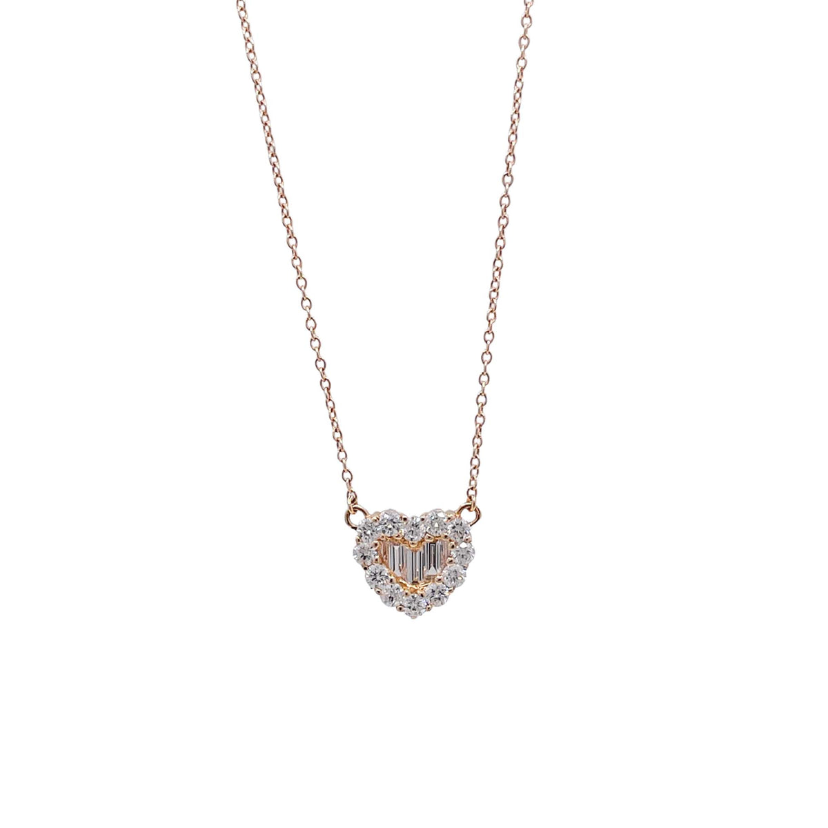 Jay Feder 14k Yellow Gold Diamond Heart Shaped Pendant Necklace