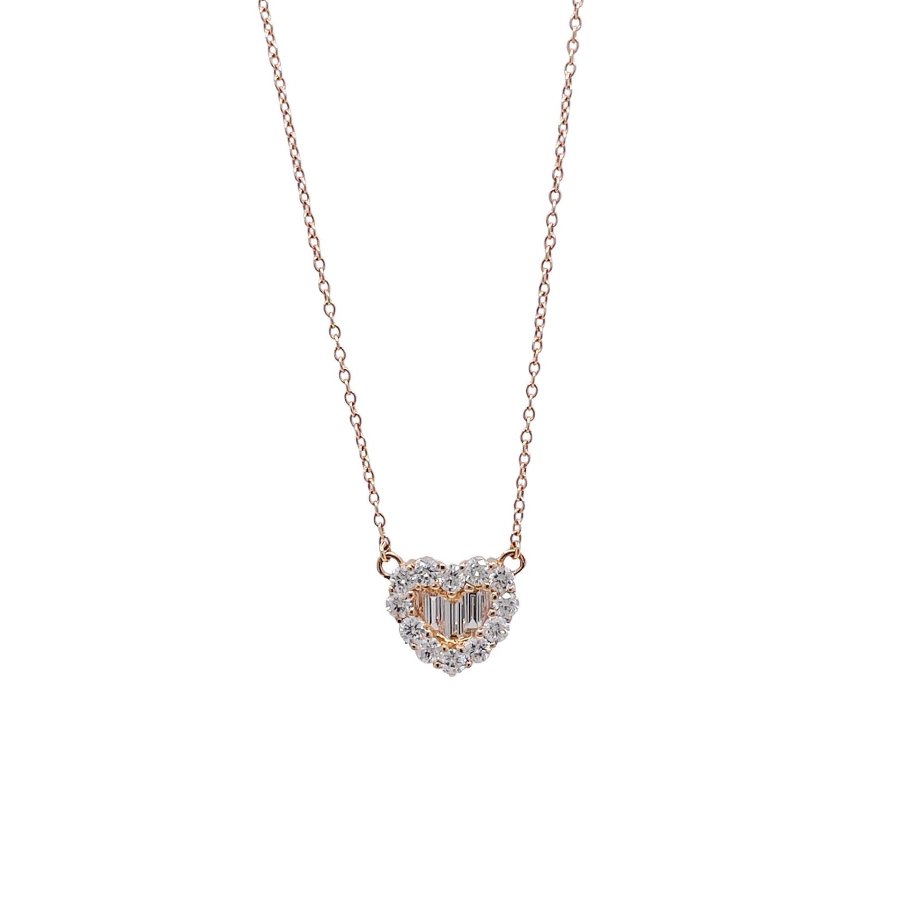 Jay Feder 14k Yellow Gold Diamond Heart Shaped Pendant Necklace