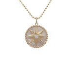 JAY FEDER 14K YELLOW GOLD MOTHER OF PEARL DIAMOND STAR PENDANT NECKLACE