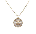 JAY FEDER 14K YELLOW GOLD MOTHER OF PEARL DIAMOND STAR PENDANT NECKLACE