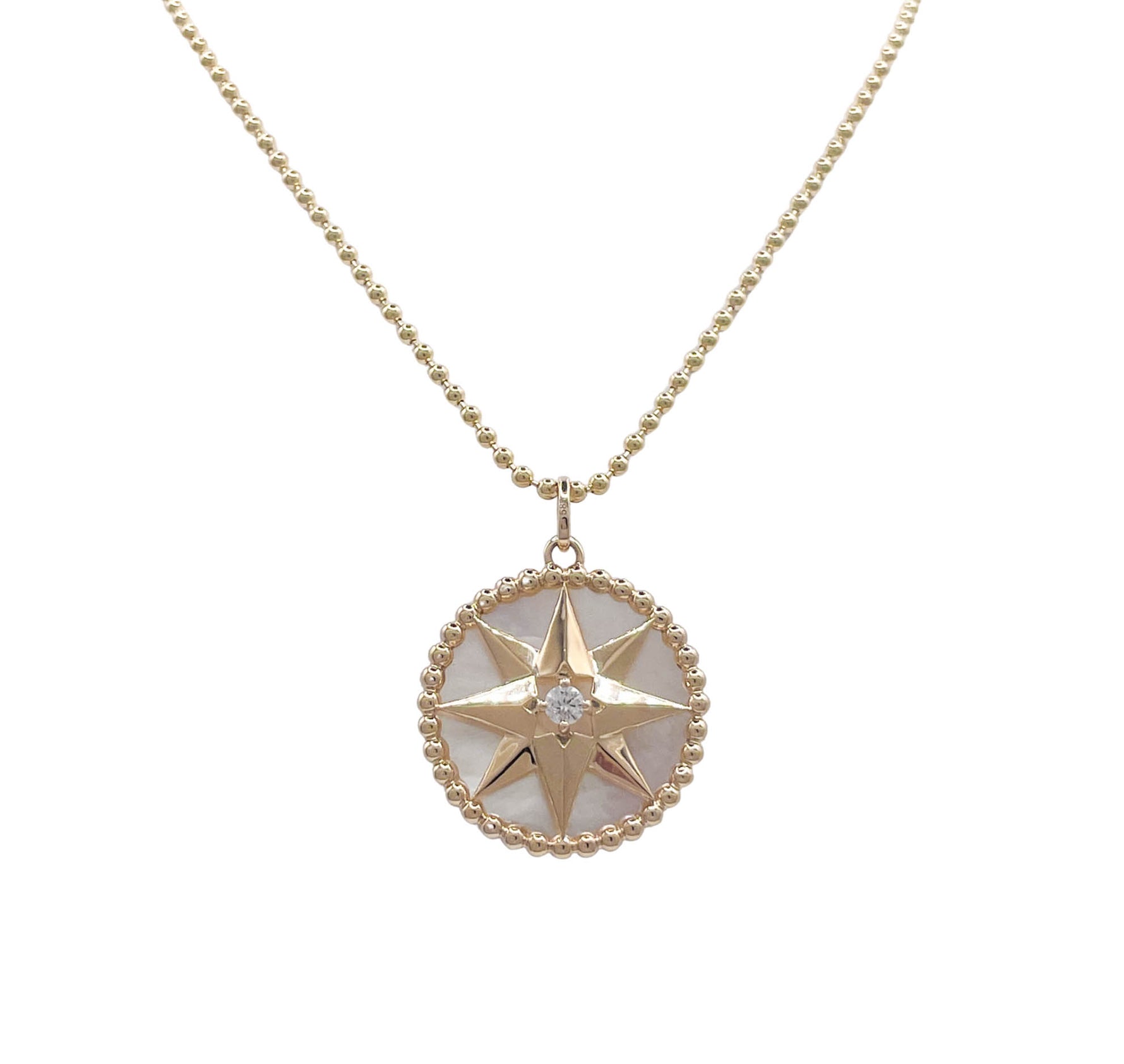 JAY FEDER 14K YELLOW GOLD MOTHER OF PEARL DIAMOND STAR PENDANT NECKLACE