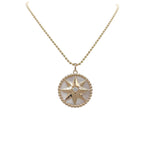 JAY FEDER 14K YELLOW GOLD MOTHER OF PEARL DIAMOND STAR PENDANT NECKLACE