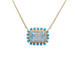 JAY FEDER 14K YELLOW GOLD AQUAMARINE TURQUOISE PENDANT NECKLACE