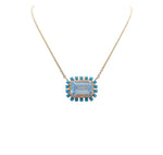 JAY FEDER 14K YELLOW GOLD AQUAMARINE TURQUOISE PENDANT NECKLACE