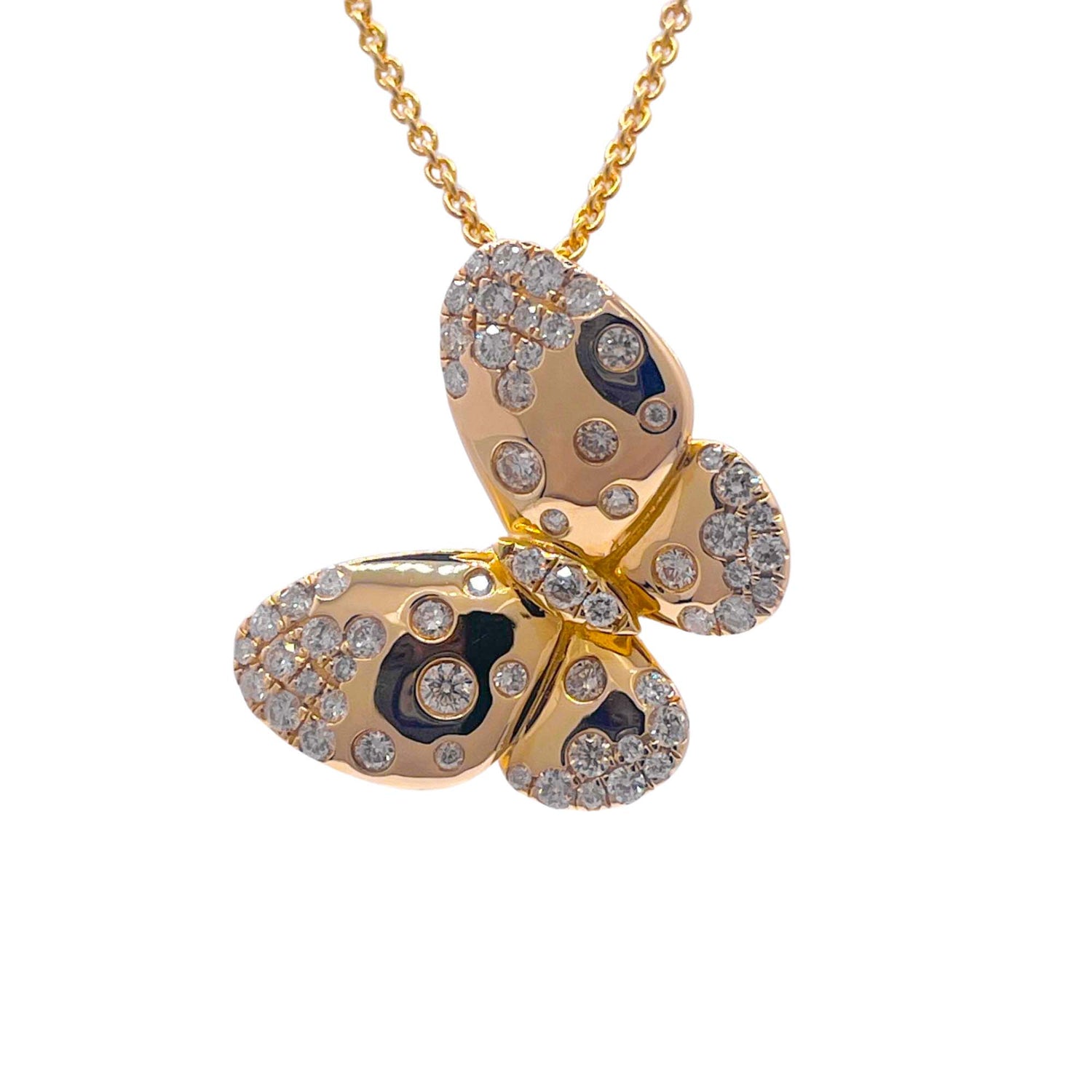 Jay Feder 14k Yellow Gold Diamond Butterfly Pendant Necklace