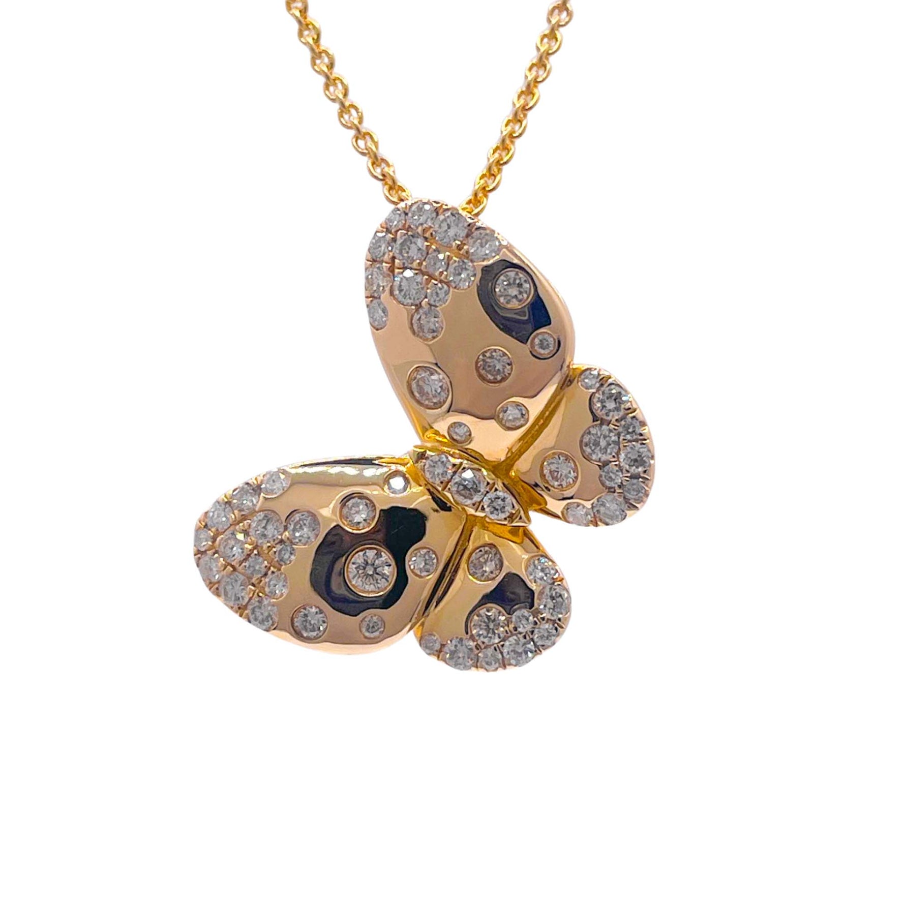 Jay Feder 14k Yellow Gold Diamond Butterfly Pendant Necklace