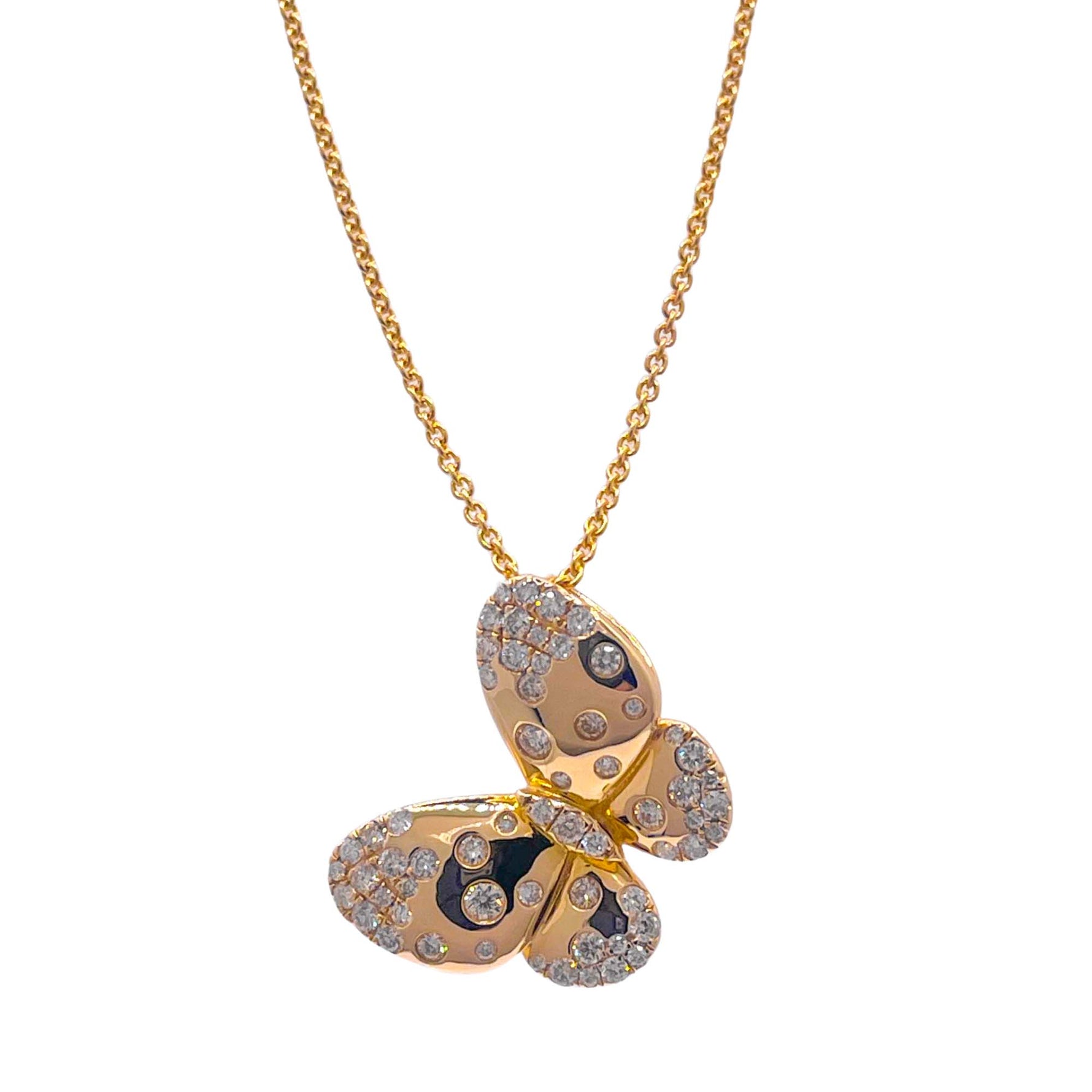 Jay Feder 14k Yellow Gold Diamond Butterfly Pendant Necklace