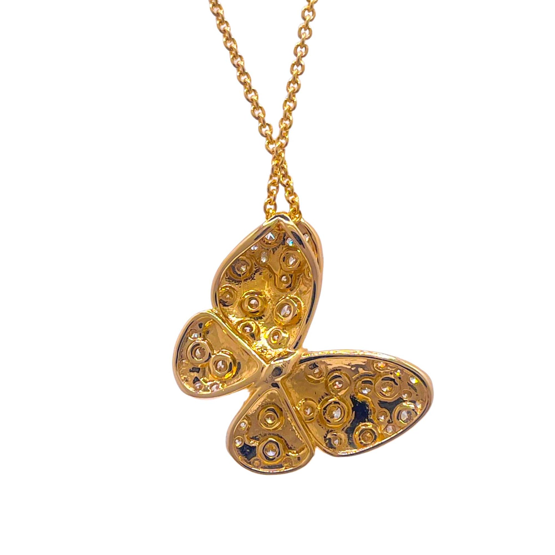 Jay Feder 14k Yellow Gold Diamond Butterfly Pendant Necklace