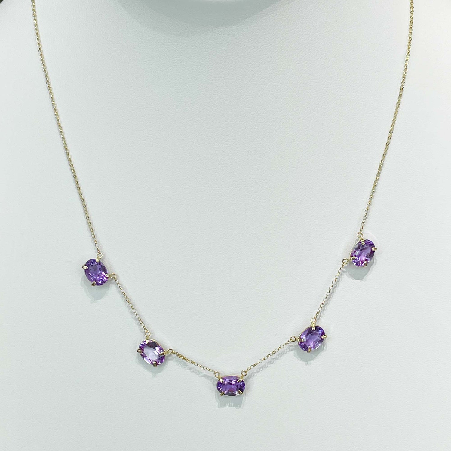 Jay Feder 18k Yellow Gold Oval Amethyst Station Necklace