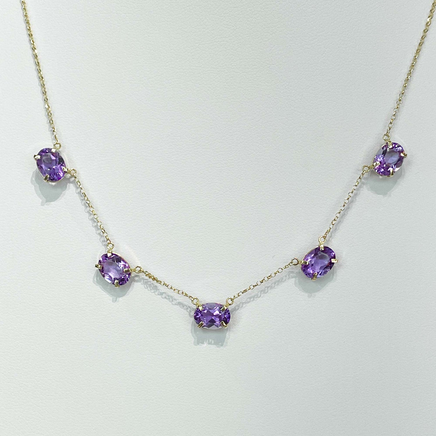 Jay Feder 18k Yellow Gold Oval Amethyst Station Necklace