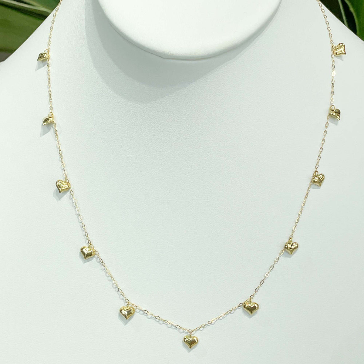 Jay Feder 18k Yellow Gold Heart Station Necklace