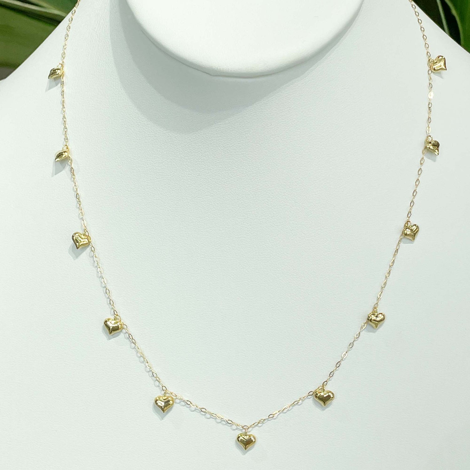 Jay Feder 18k Yellow Gold Heart Station Necklace