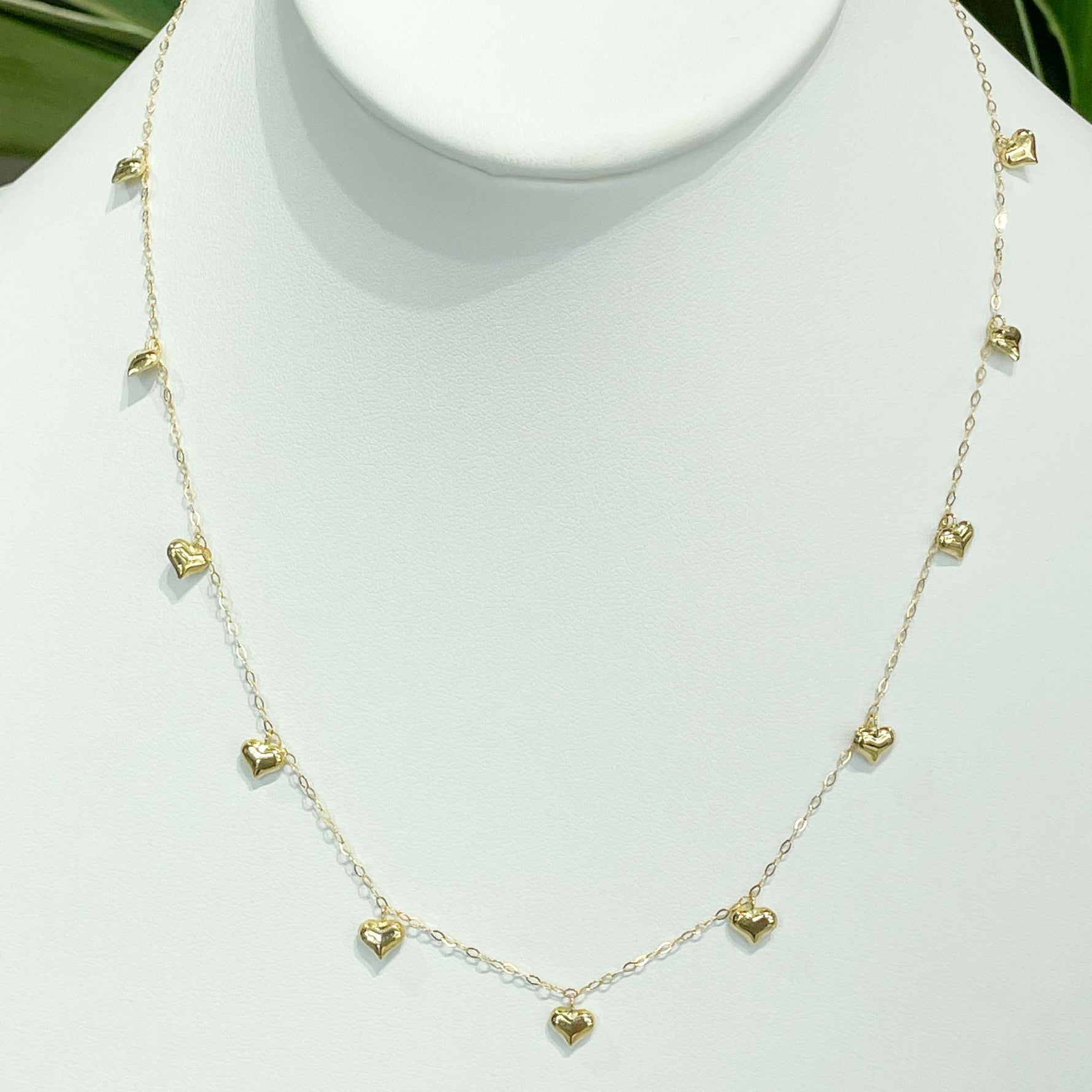 Jay Feder 18k Yellow Gold Heart Station Necklace