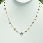 Jay Feder 18k Yellow Gold Amethyst Pendant Hanging Disc Necklace