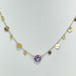 Jay Feder 18k Yellow Gold Amethyst Pendant Hanging Disc Necklace
