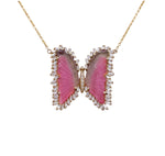 Jay Feder 14k Yellow Gold Tourmaline and Diamond Butterfly Pendant Necklace