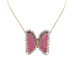 Jay Feder 14k Yellow Gold Tourmaline and Diamond Butterfly Pendant Necklace