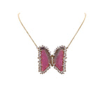 Jay Feder 14k Yellow Gold Tourmaline and Diamond Butterfly Pendant Necklace