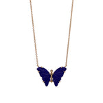 Luna Skye 14K Yellow Gold Lapis Diamond Butterfly Pendant Necklace