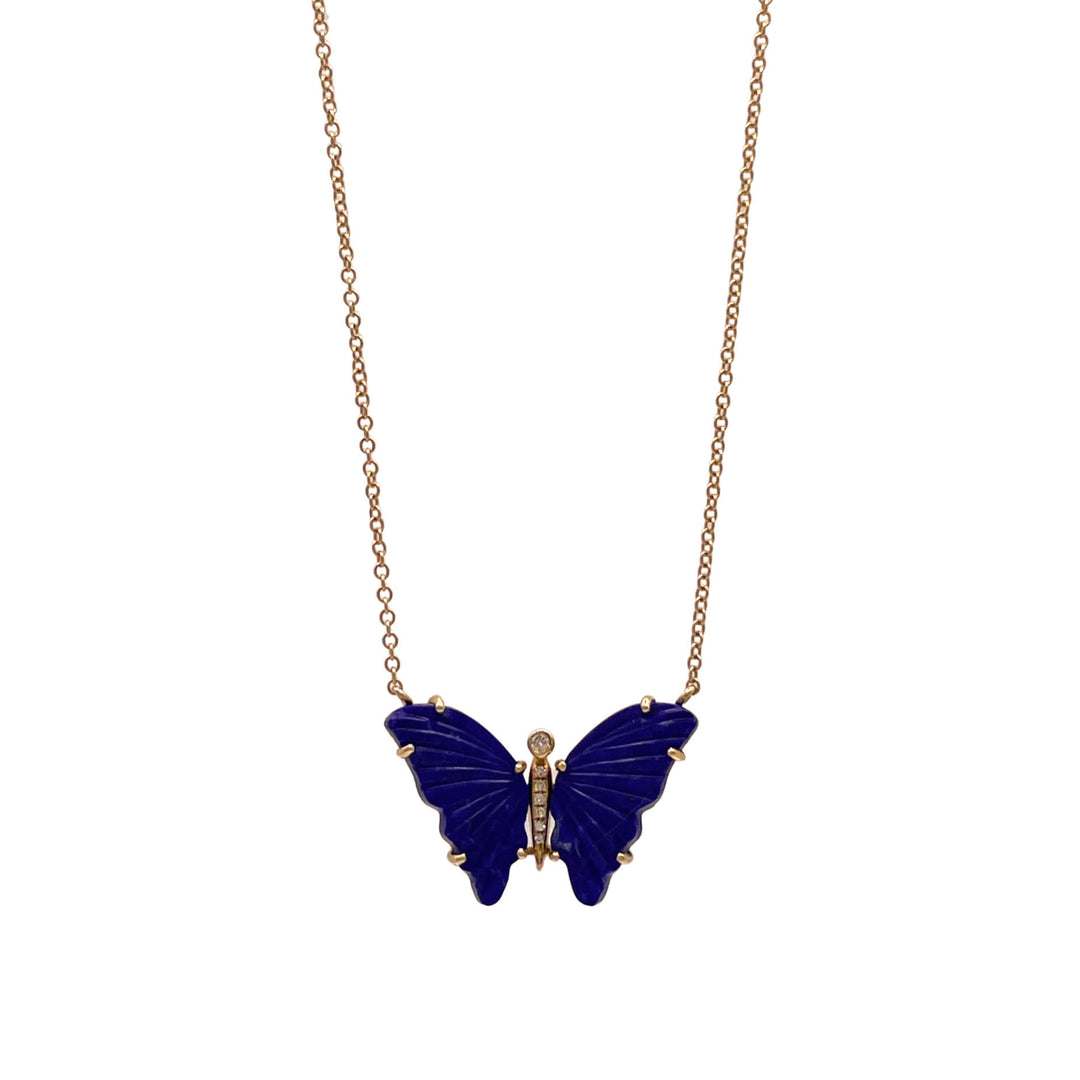 Luna Skye 14K Yellow Gold Lapis Diamond Butterfly Pendant