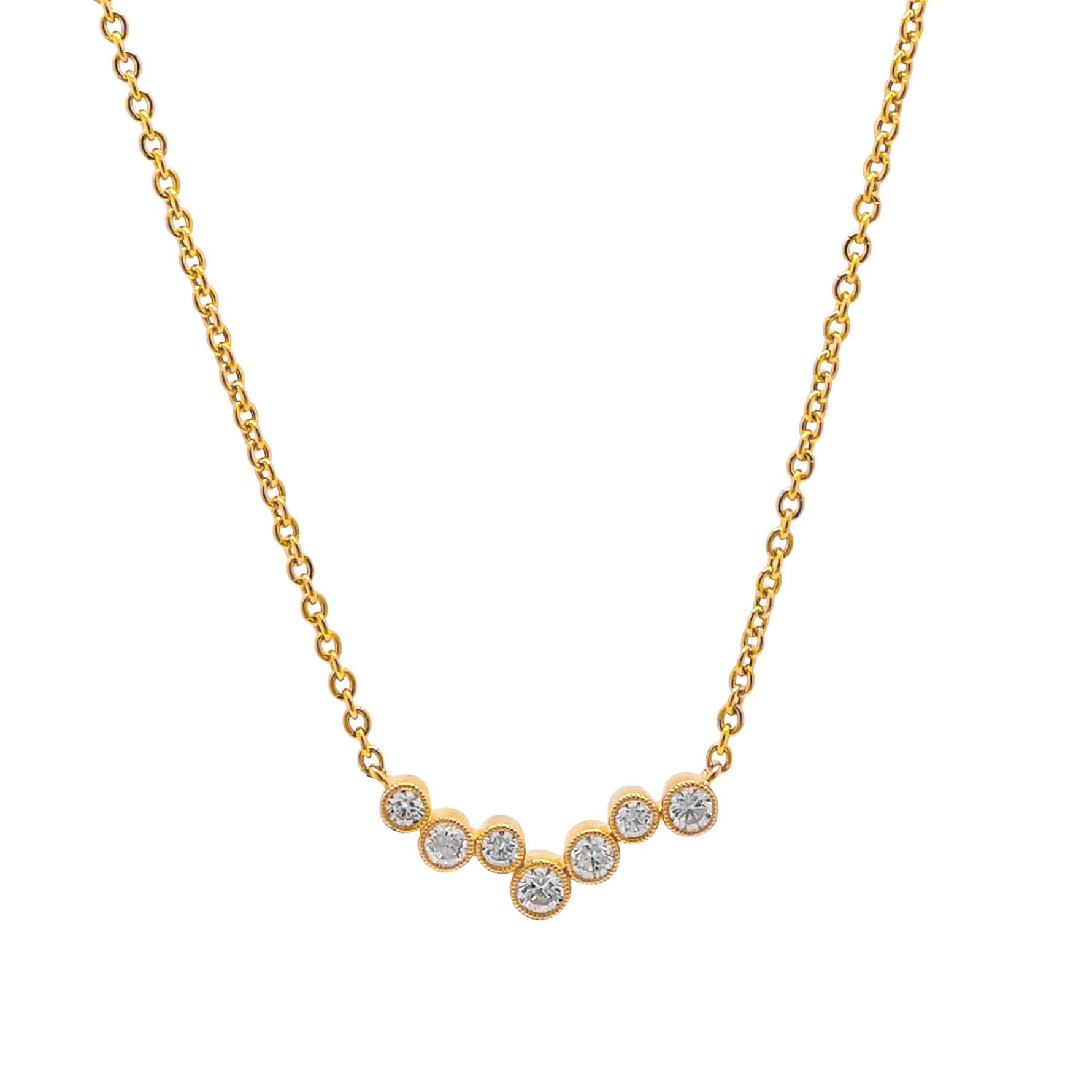 Jay Feder 14k Yellow Gold Diamond Bezel Station Pendant Necklace