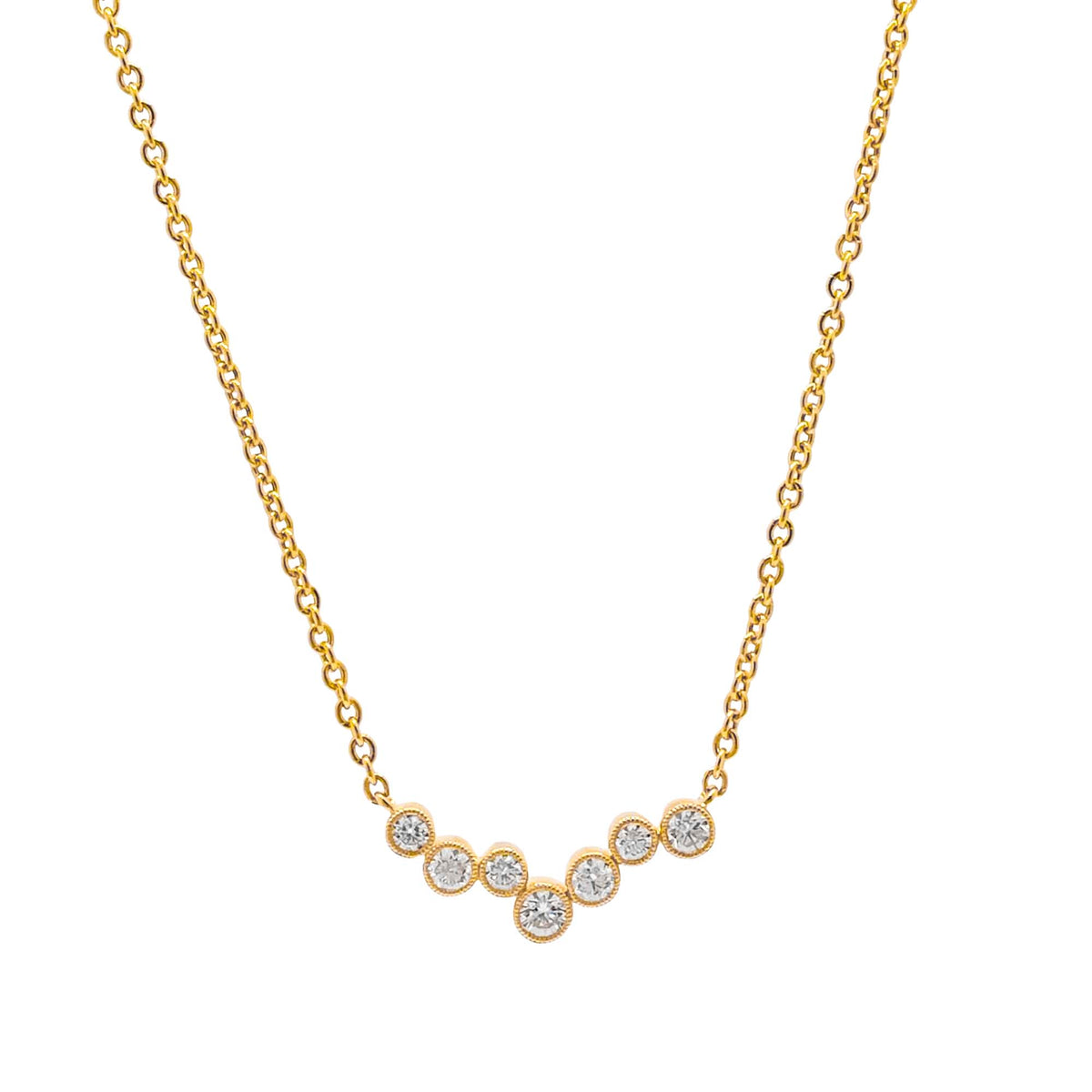 Jay Feder 14k Yellow Gold Diamond Bezel Station Pendant Necklace