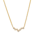 Jay Feder 14k Yellow Gold Diamond Bezel Station Pendant Necklace