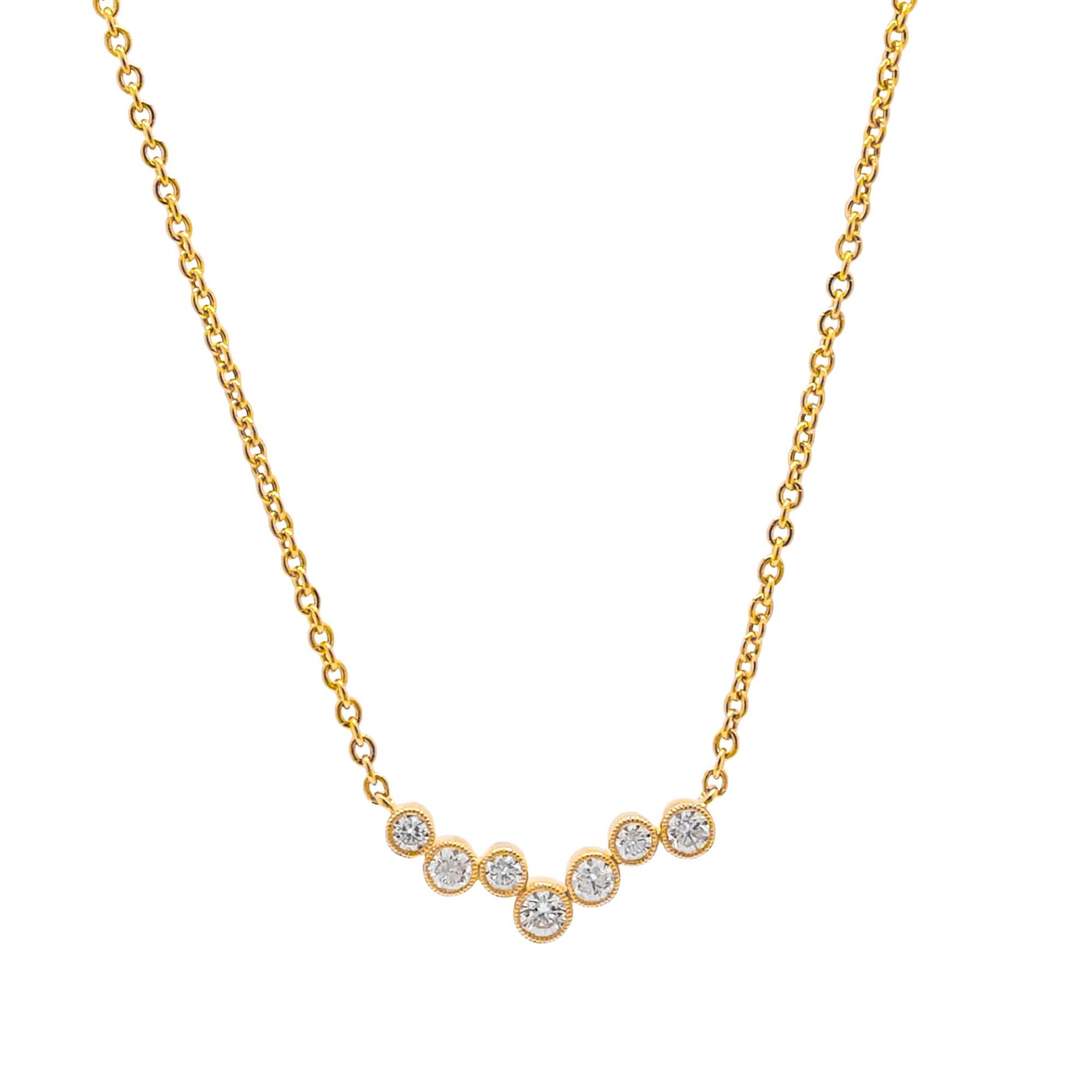 Jay Feder 14k Yellow Gold Diamond Bezel Station Pendant Necklace