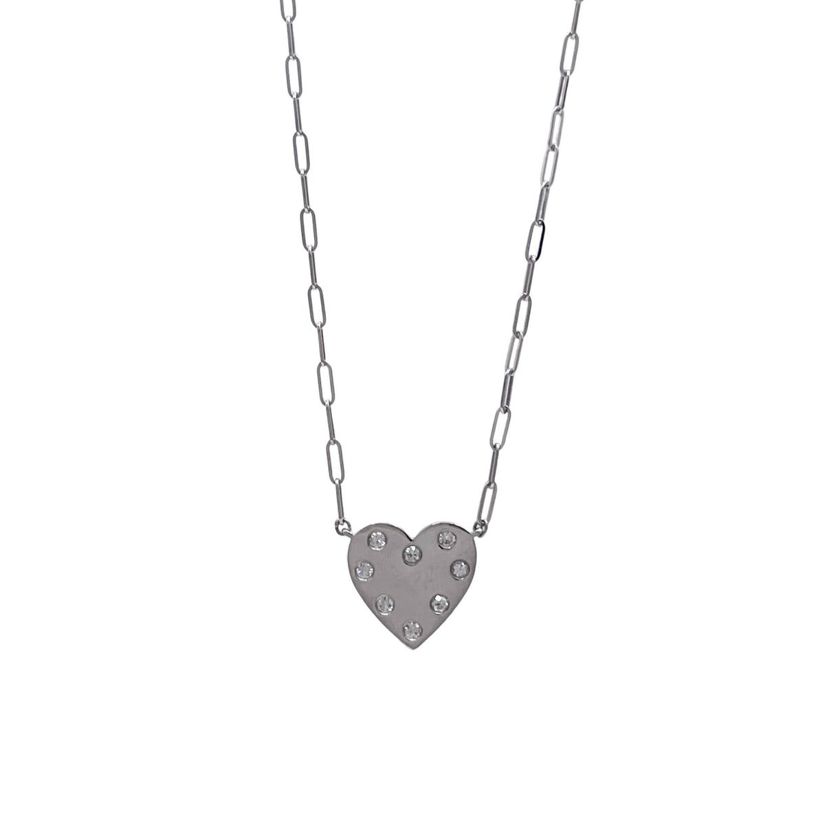 JAY FEDER 14K WHITE GOLD DIAMOND HEART SHAPED PENDANT NECKLACE