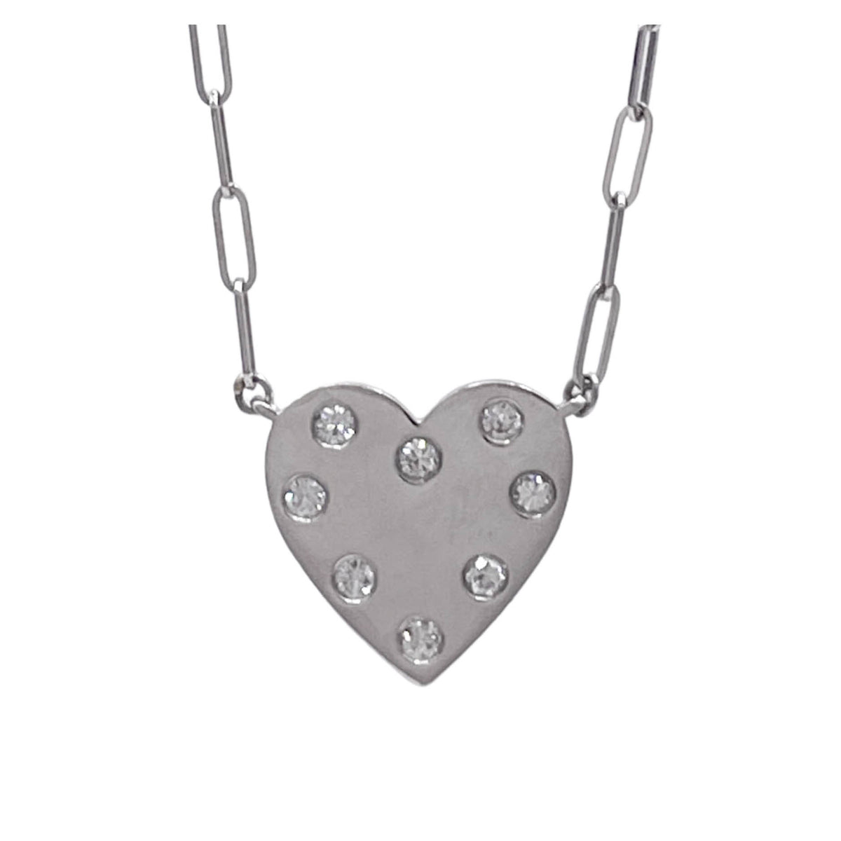 JAY FEDER 14K WHITE GOLD DIAMOND HEART SHAPED PENDANT NECKLACE