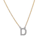 Jay Feder 14k Two Tone Gold Diamond "D" Initial Pendant Necklace