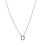Jay Feder 14k Two Tone Gold Diamond "D" Initial Pendant Necklace