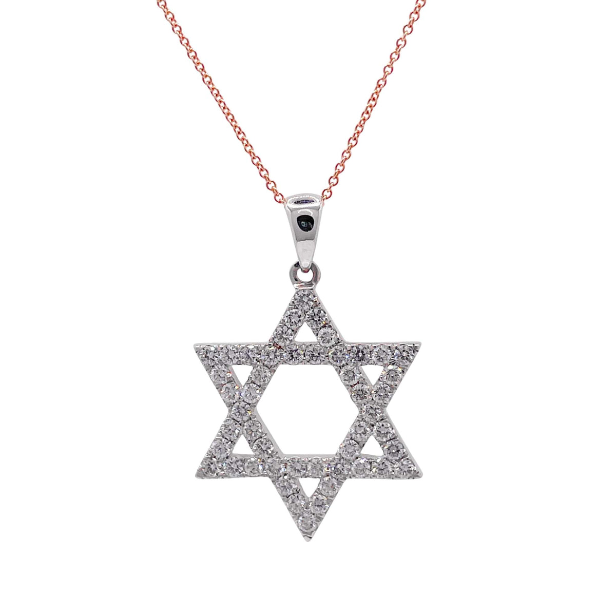 Jay Feder 14k Two Tone Gold Diamond Star of David Pendant Necklace