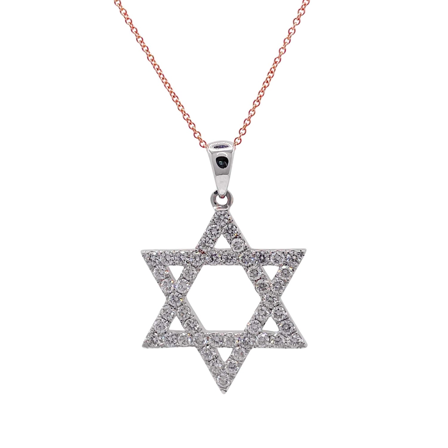 Jay Feder 14k Two Tone Gold Diamond Star of David Pendant Necklace