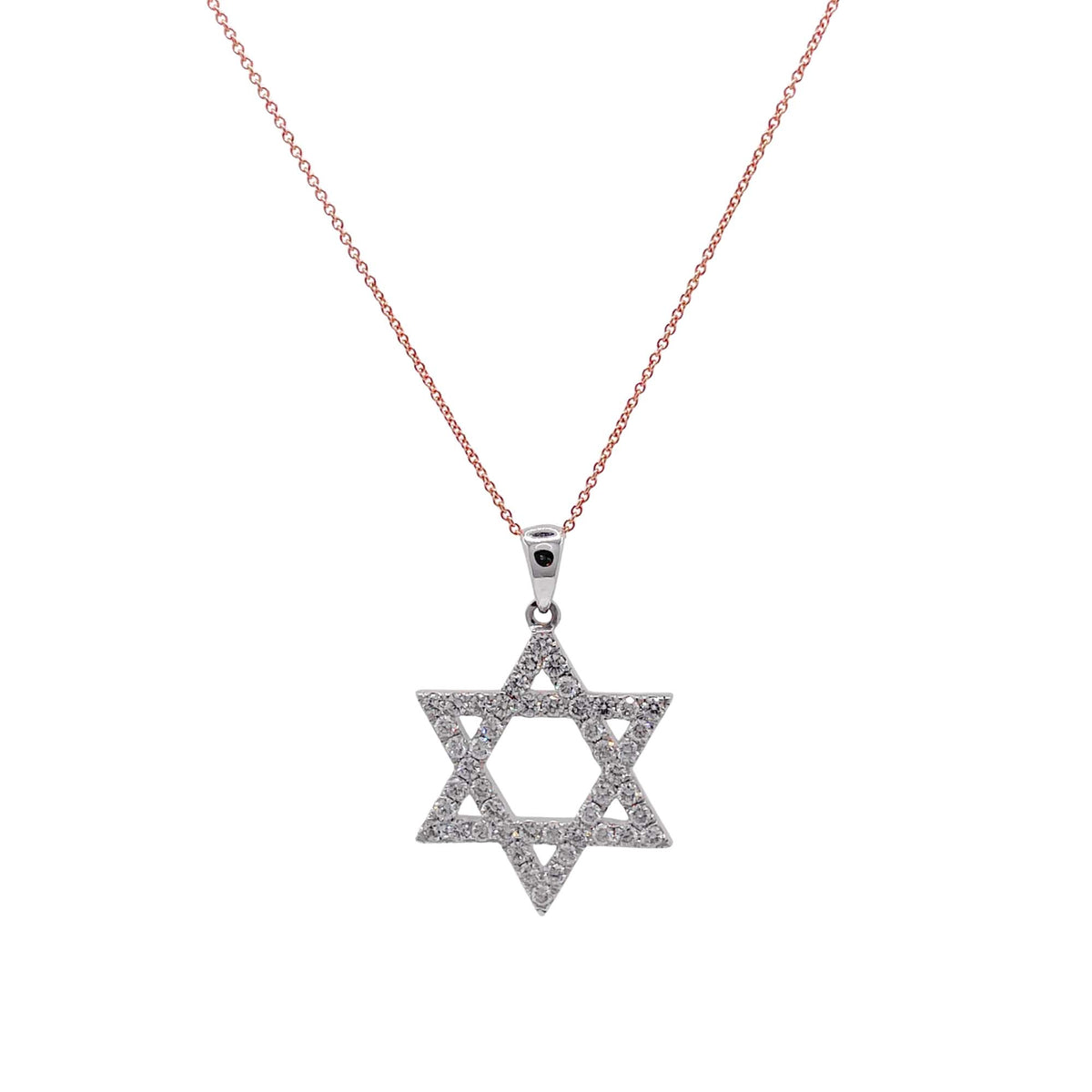 Jay Feder 14k Two Tone Gold Diamond Star of David Pendant Necklace