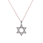 Jay Feder 14k Two Tone Gold Diamond Star of David Pendant Necklace