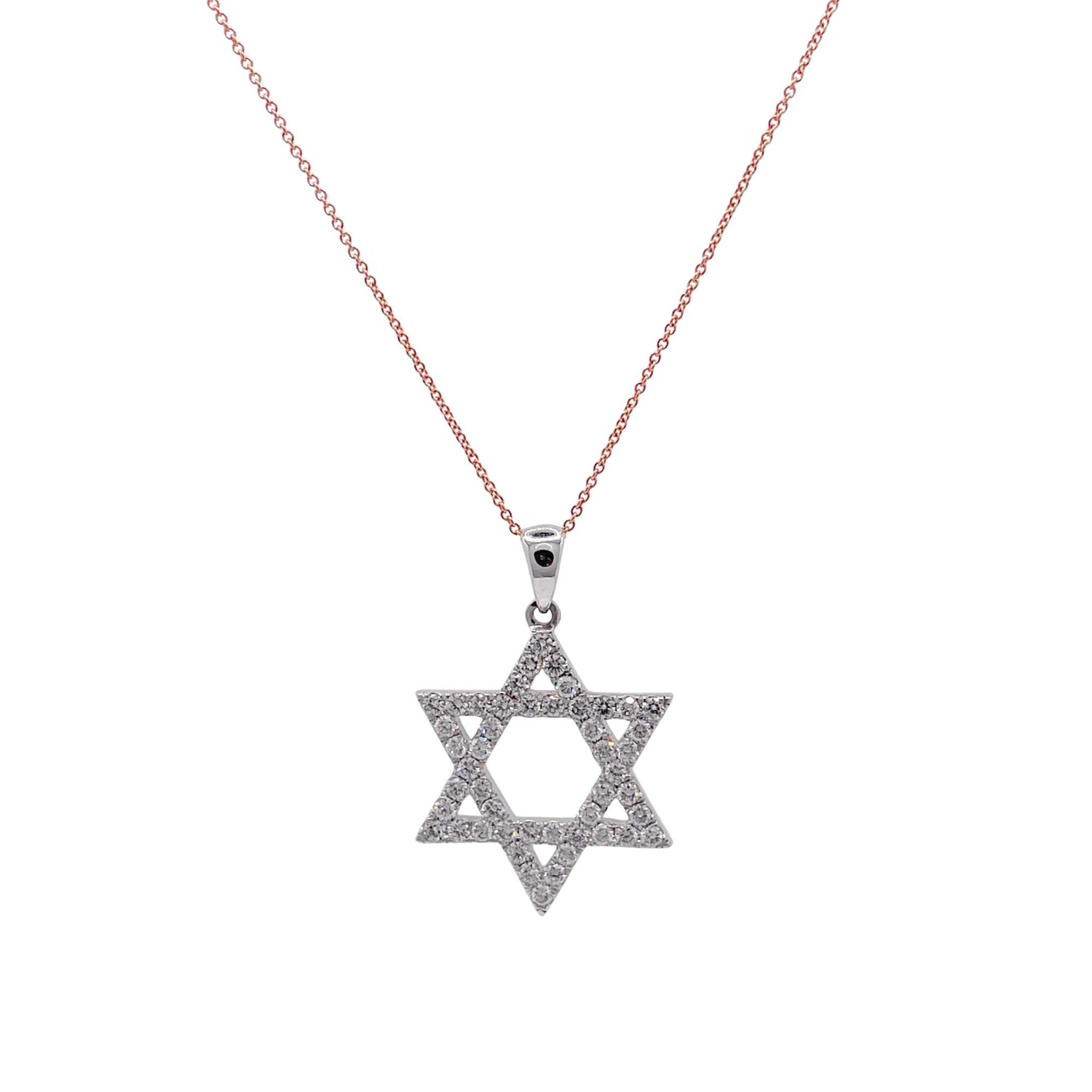 Jay Feder 14k Two Tone Gold Diamond Star of David Pendant Necklace