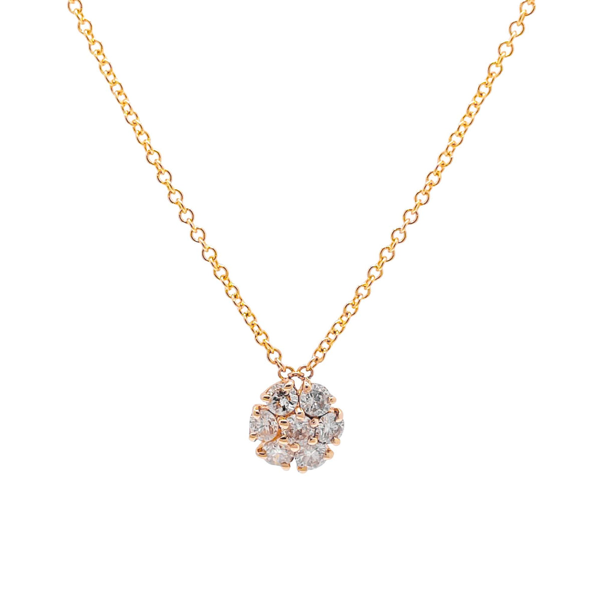 Jay Feder 14k Yellow Gold Diamond Cluster Pendant Necklace